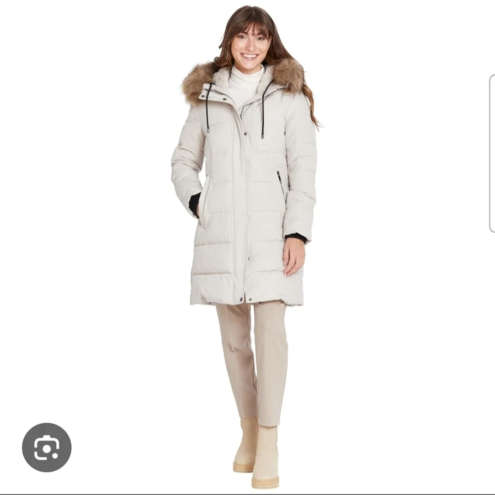 Nine West Light Beige Puffer Coat with Fur Hood - Picture 7 of 7